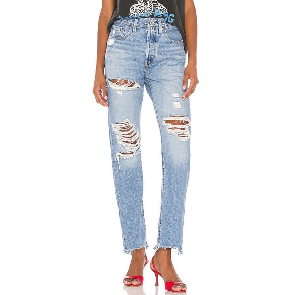 Levi's Denim - Levi’s 501 Straight leg ripped jean in Luxor Street